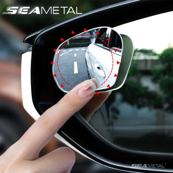 SEAMETAL 2PCS 360° Adjustable HD Frameless Blind Spot Mirror Wide-Angle Rearview Auxiliary Mirror