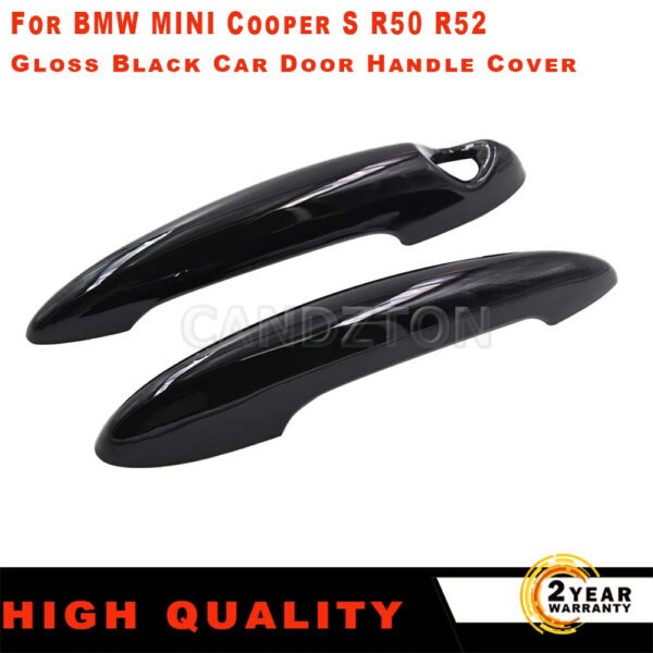 1 Pair Door Handle Cover for BMW MINI R50 R52 R53 R55 R56 R57 R58 R59 – Black / Carbon Fiber Trim