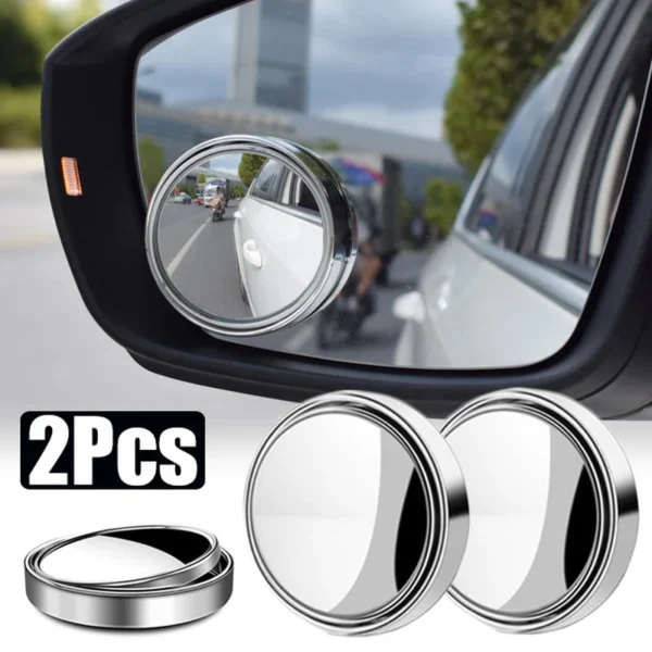 2Pcs 360° Adjustable Blind Spot Mirror – Wide Angle Convex Rearview Mirror for Cars