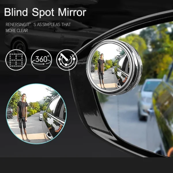 2Pcs 360° Adjustable Blind Spot Mirror – Wide Angle Convex Rearview Mirror for Cars