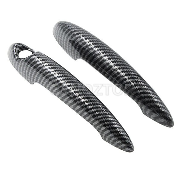 1 Pair Door Handle Cover for BMW MINI R50 R52 R53 R55 R56 R57 R58 R59 – Black / Carbon Fiber Trim