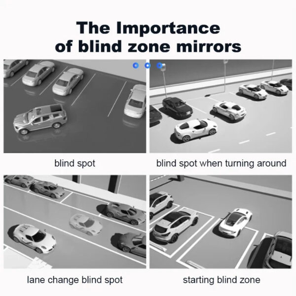 SEAMETAL 2PCS 360° Adjustable HD Frameless Blind Spot Mirror Wide-Angle Rearview Auxiliary Mirror