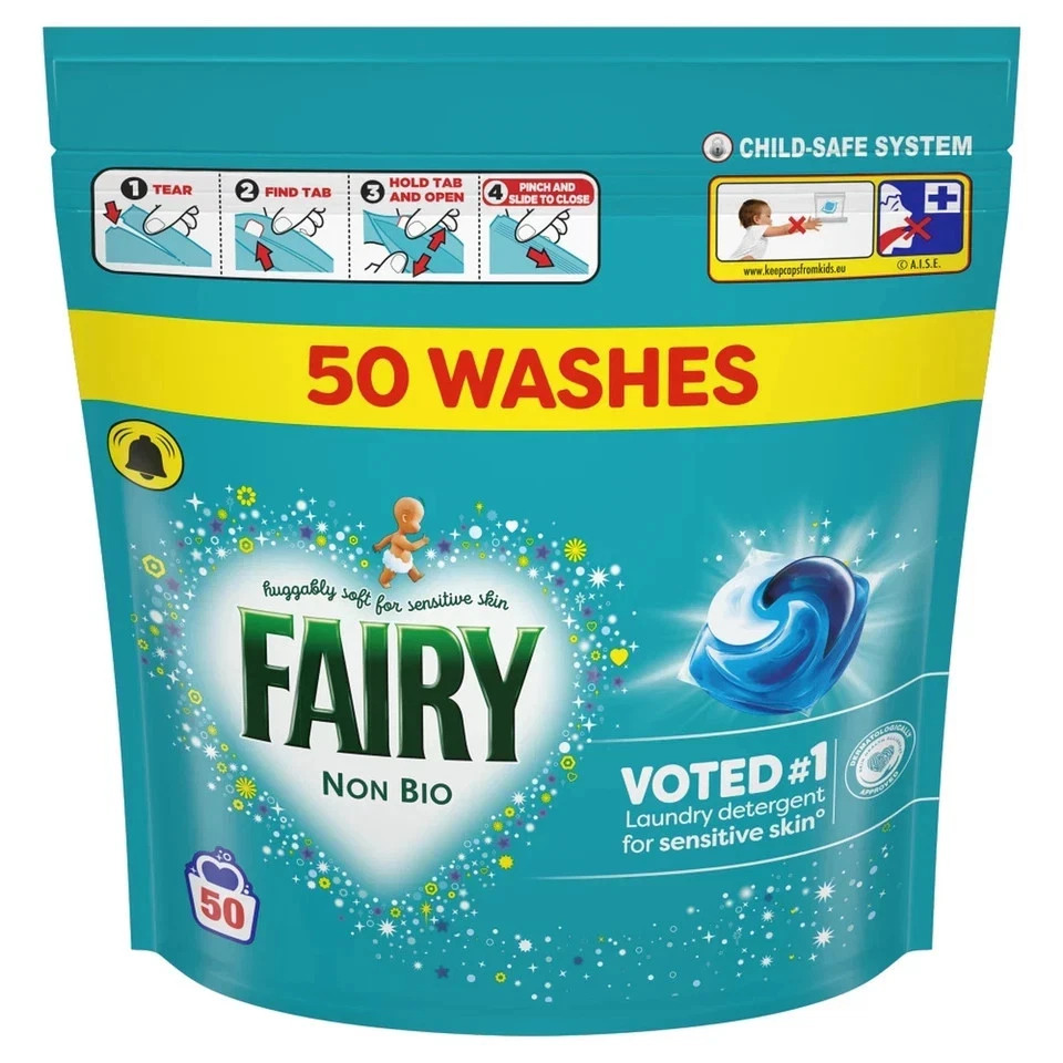 Fairy Non Bio Washing Liquid Pods, For Sensitive Skin 2X50 Washes